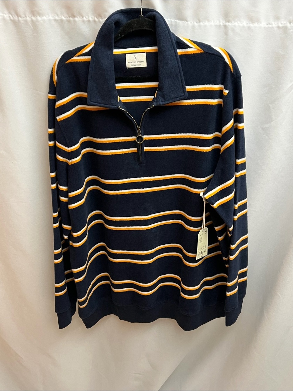Mutual Weave 2XLT Navy Stripe 1/4 Zip Pullover Sweater Big & Tall NWT